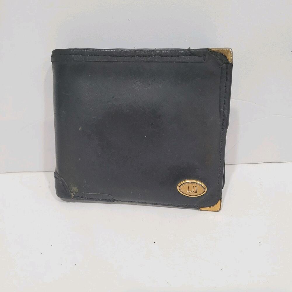 Dunhill Designer Mens Wallet Black‎ Bifold Leather Folding Compact Medium Fair